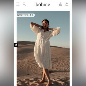 BOHME Eleanor eyelet midi cream dress - NWT